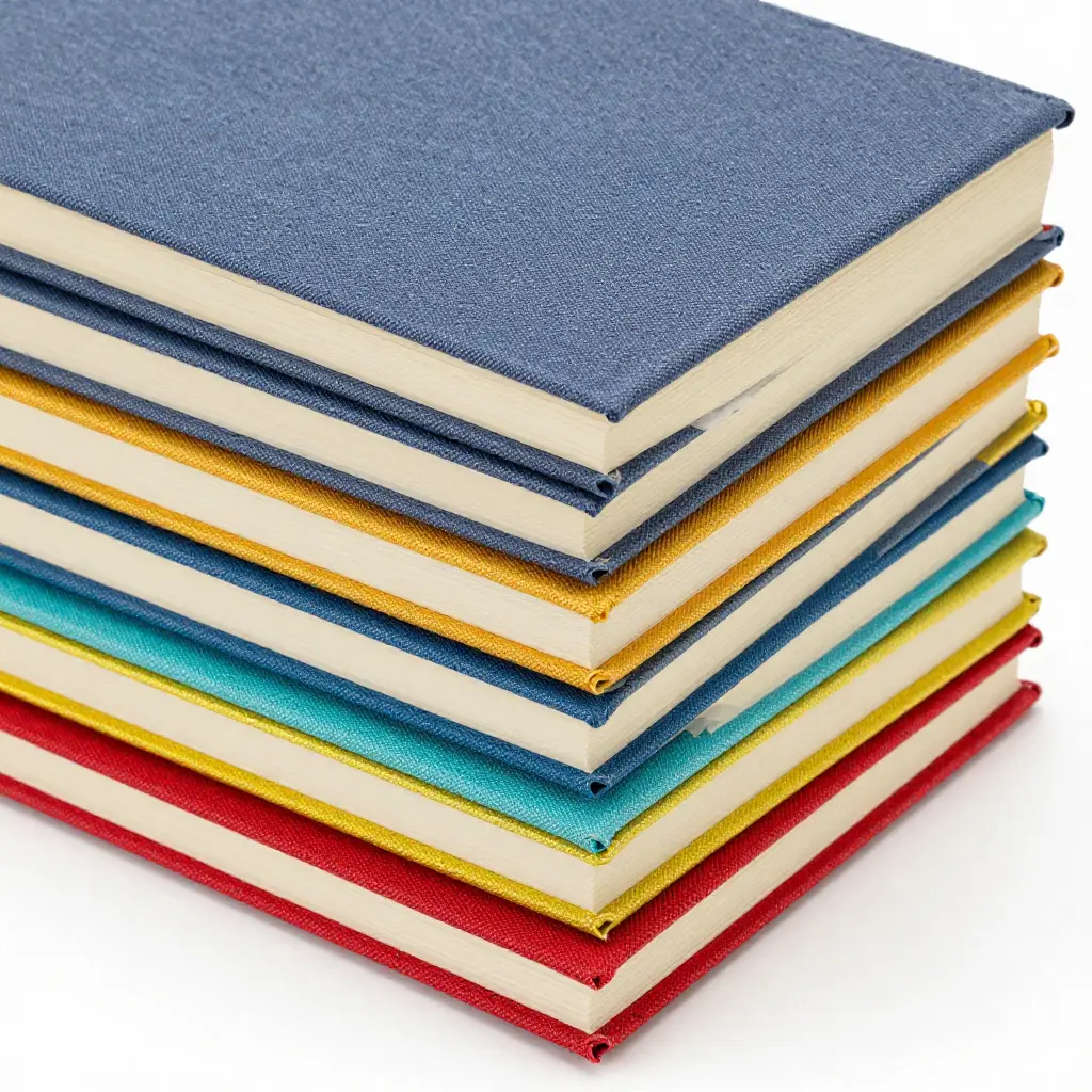 Stack of colorful premium notebooks
